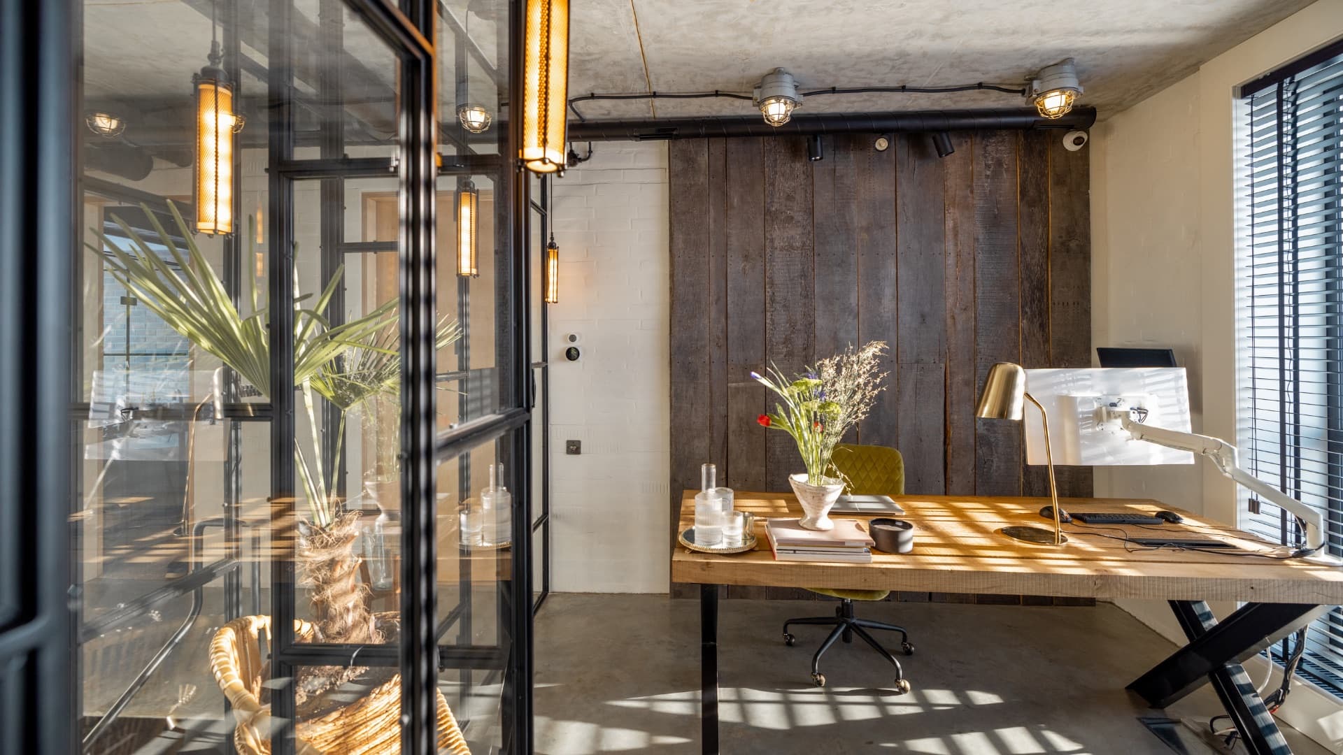 A sunlit office — a desk set for one operator